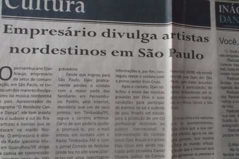EMPRESÁRIO DIVULGA ARTÍSTAS NORDESTINOS EM SÃO PAULO.